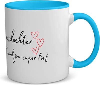 Akyol - bonusdochter ik vind jou super lief koffiemok - theemok - blauw - Dochter - de liefste bonusdochter - verjaardag - cadeautje voor dochter - dochter artikelen - kado - geschenk - 350 ML inhoud