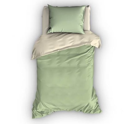 Satin d'Or Reverso Dekbedovertrek - Eenpersoons - 140x200/220 cm - Lightgreen/Ivoor