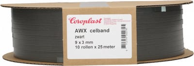 Coroplast AWX Celband 9x3 mm - 10x25m Zwart