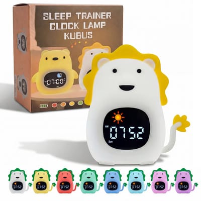 Slaaptrainer Leeuw - Slaapwekker - Kinderwekker - Nachtlamp Kinderen - Oplaadbaar - Dim functie - Digitale Kleurenscherm - Wake Up light