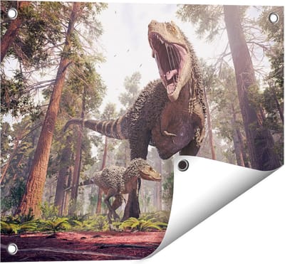 Gards Tuinposter Tyrannosaurus Rex Dinosaurus - T-Rex - 50x40 cm - Tuindoek - Tuindecoratie - Wanddecoratie buiten - Tuinschilderij