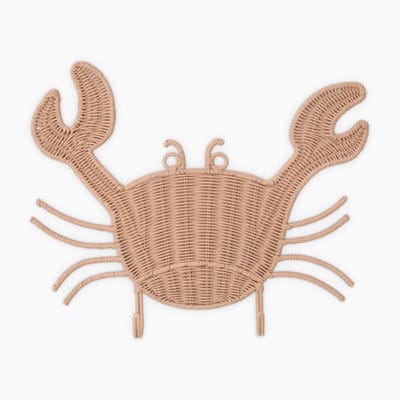 Rotan - Wanddecoratie - Haken - Krab - Decoratie - Babykamer - Kinderkamer - Kado - Kapstok