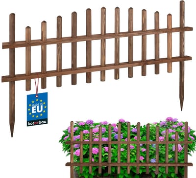 KOTARBAU® Houten Hek, Tuinafscheiding, Kiefernhout, 85 cm, Wenge, Bloembedrand, Houten Tuinhek, Palissade, Schapenhek, Eenvoudige Montage