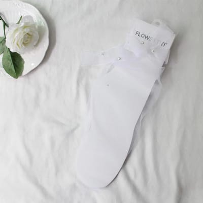Zomer Ultradunne Tule Sokken Vrouwen Transparante Parels Lange Sokken Vrouwelijke Chiffon Vetersluiting Grappige Sokken Streetwear gray