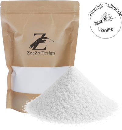 ZoeZo Kaarsenzand 400 g - Geur Vanille - 50 Branduren - Herbruikbaar - Met 4 Lonten - DIY Kaarsen Maken - Candle Sand - Kaarsenwas - Kaarspoeder - Wit