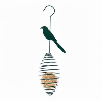 Homescapes mezenvoerbak met metalen veer, koolmees design, groen