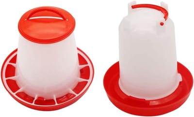 Drink- en Voerdispenser - Kippen Drinkbak Voerbak - Pluimvee Voeren - Handig Handvat Ontwerp - 1.5L 1.5kg - Transparant