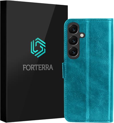 Hoesje Geschikt voor Samsung Galaxy S25 FE - Luxe Bookcase - Walletcase Hoes - Portemonnee - Cover - Turquoise