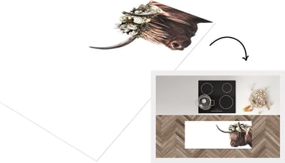 Keukenloper - Loper keuken - Schotse hooglander - Dieren - Bloemen - 120x50 cm - Keukenloper vinyl