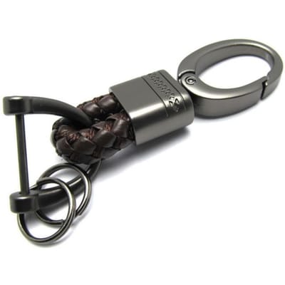 Porte-clés de voiture en similicuir tressé à la main, accessoire de luxe en métal détachable, idéal pour les couples café foncé