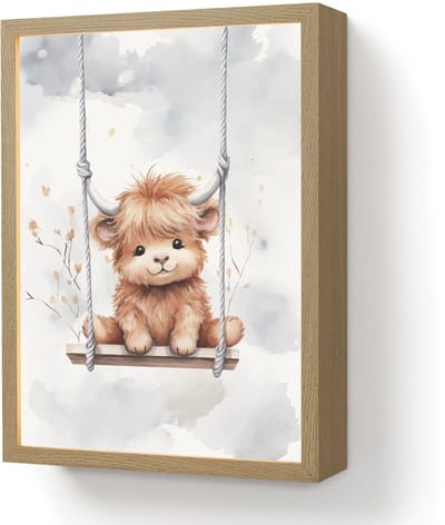 Wandlamp 30x40 cm - Oplaadbaar - Schotse hooglander - Dier - Kinderen - Wandlampen binnen woonkamer - Slaapkamer lamp - Decoratieve nachtlamp - Vloerlamp draadloos