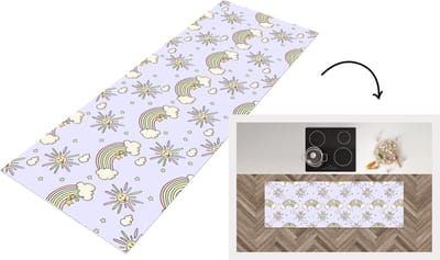 Keukenloper - Loper keuken - Meisjes - Regenboog - Zon - Patronen - 150x50 cm - Keukenloper vinyl