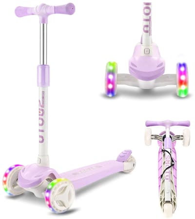 Suotu Kinderstep - Step - 3 Lichtgevende Wielen - EXTRA BREEDE WIELEN - Step 3+ Jaar tot 50kg - Speelgoed Jongens/Meisjes - Paars