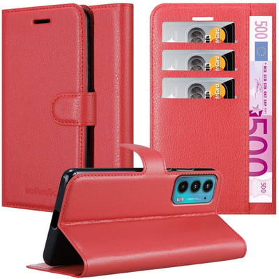 Cadorabo Hoesje geschikt voor Motorola EDGE 20 in KARMIJN ROOD - Beschermhoes met magnetische sluiting, standfunctie en kaartvakje Book Case Cover Etui