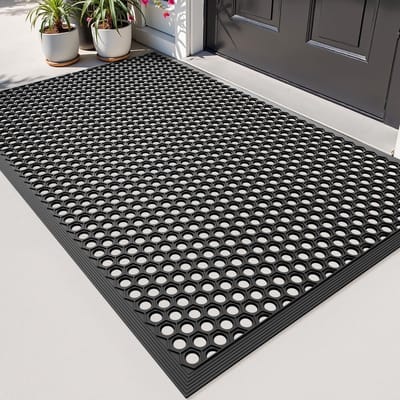 Buitenvloermat 80x120cm, Antislip en Waterdicht, Ideaal voor Voordeur, Gang en Entree, Antracietkleurige Vuilaftrapmat