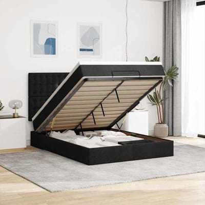 Maison Exclusive - Cadre de lit ottoman avec matelas noir 140x200 cm tissu noir