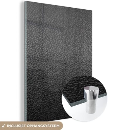 MuchoWow® Glasschilderij 120x160 cm - Schilderij acrylglas - Leer - Lederlook - Industrieel - Foto op glas - Schilderijen