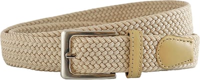 Landley Elastische Riem met Gevlochten Stretch Elastiek – Dames / Heren - Beige - Lengte totaal 110 cm / Riemmaat 95