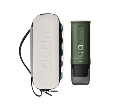 Outin Nano Bundle Draagbaar Koffiezetapparaat Compact Espresso Apparaat | Oplaadbaar | Voor Onderweg | Geschikt Voor Capsules En Gemalen Koffie | Reizen Camping Auto Gebruik