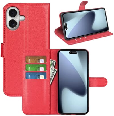 MobyDefend Hoesje - Geschikt voor iPhone 17 - Kunstleren Wallet Book Case (Sluiting Voorkant) - Rood