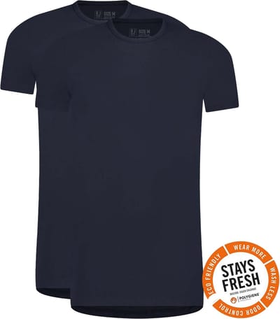 RJ Everyday Heren 2-Pack Roermond Body Fit T-Shirt Ronde Hals Navy S