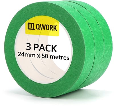 3 Rollen Professioneel Schilderstape Groen 24 mm x 50 m - Restvrij