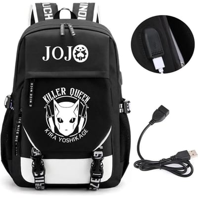 Anime JOJO Jonathan Joestar Golden Experience Rugzak Schooltas met USB-poort Laptopvak voor Jongens Meisjes Reistas 12 inches