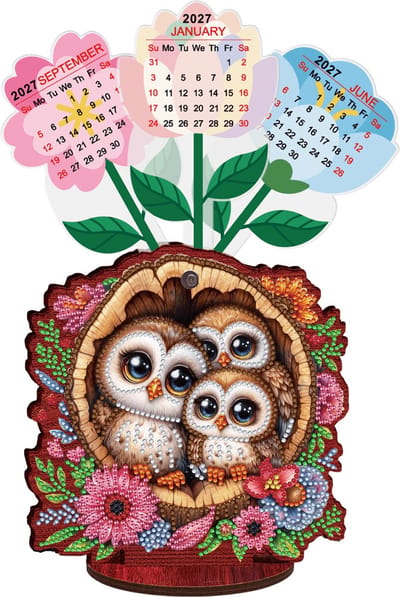 Adorzy Diamond Painting Kalender Uilen - Diamond Painting Volwassenen – Diamond Painting Volledig Pakket