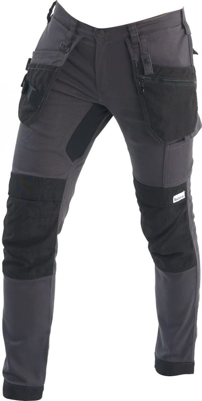 BITCO ATTERT Stretch Werkbroek Heren Grijs Zwart - waterafstotende en olieafstotende kniebeschermerzakken Verstevigd met CORDURA®