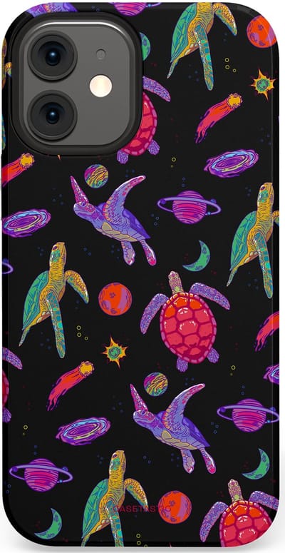 Casetastic Hoesje Geschikt voor Apple iPhone 12 Mini - Stijlvolle Beschermende Duo-layer Case - Astro schildpad