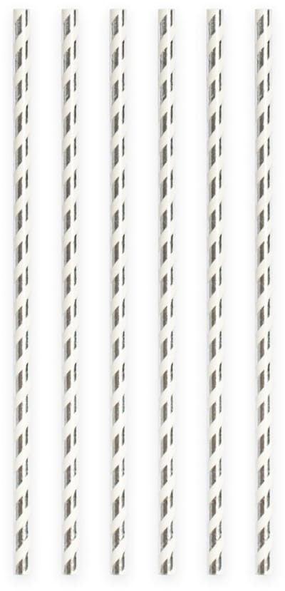 40 Papieren Rietjes Zilver Hotstamping - 6mm x 197mm - Set van 2 Pakjes (40 stuks) - Oud & Nieuw, jubileum & chique party
