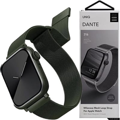 UNIQ - Dante - band Apple Watch Serie 4/5/6/7/8/SE/SE2 38/40/41mm RVS groen/groen