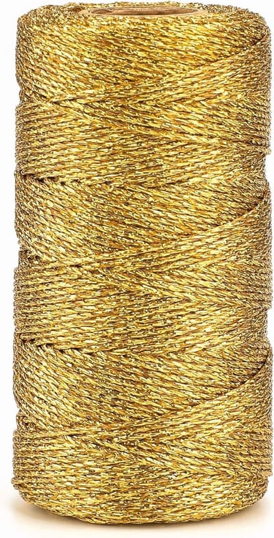 1.5mm Gouden Metallic Koord, 100m Niet-Elastisch Touw voor DIY, Kerstdecoratie en Cadeauverpakking