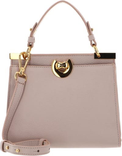 COCCINELLE Leren Handtas Schoudertas Binxie Handbag Grained Leather Rosette Beige