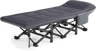 Campingbed Volwassenen - Vouwbed Reizen - Buiten Kamperen - Stalen Frame Stabiliteit - Ruimtebesparend - Zwart