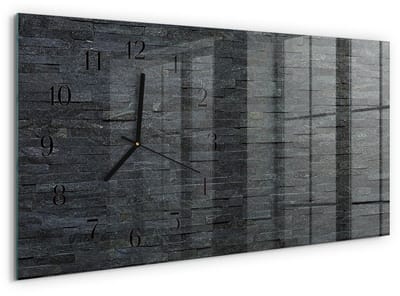 Tulup Wandklok - Leisteen Moderne Wandklok Glas - 60x30 cm - Zwart Wandklok Glas Decoratie - Zwarte Handen - Rechthoekige Wandklok - Wandklok Glas Decoratie - Gekleurde Glazen Klok