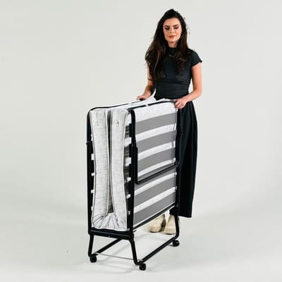 Troonz® Opklapbed Morena 90x200 cm – Logeerbed Eenpersoonsbed | Vouwbed met Matras & Lattenbodem | Incl. Beschermhoes