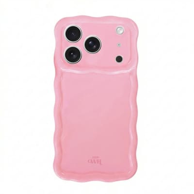 xoxo Wildhearts Glossy Wavy Case Bubble Blush telefoonhoesje - Geschikt voor iPhone 17 Pro Max - Golvend hoesje - Glimmende silicone case met golven - Vlekbestendig - Camerabescherming - Roze