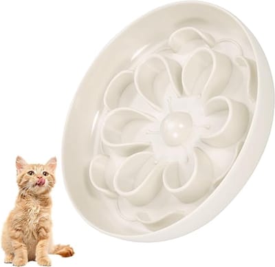 Famanu - Anti-schrokbak voor honden, hondenbak, grote honden om langzaam te eten, bloei, anti-schrokbak kat, antislip, slow feeder honden, vaatwasmachinebestendig, voerbak voor katten en puppy's (wit)