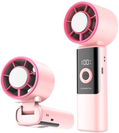 Opvouwbare Oplaadbare Handventilator - Fluisterstil en Persoonlijke Verkoeling - Voor Binnen, Buiten en op Reis - 1 Stuk (Roze)