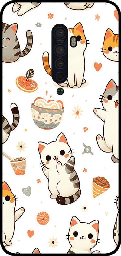 Smartphonica Telefoonhoesje Geschikt voor Oppo Reno2 met katten opdruk - TPU backcover case cat design geschikt voor Oppo Reno2