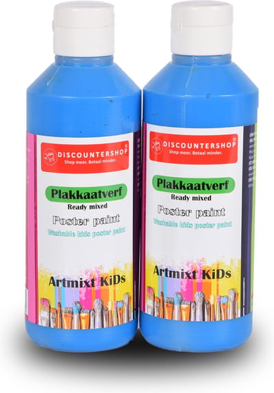 Plakkaatverf Duo-Pack Blauwe Plakkaatverf (250 ml elk) | Ideaal voor Hobby en Creativiteit | Waterbasis, Kindvriendelijk & Uitwasbaar
