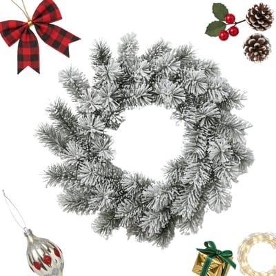 Lomera Kerstkrans Groen - Deurkrans Kerst - Kunst Dennentakken met Kunstsneeuw - Diameter 40 CM - Volle Kerstkrans - Sneeuw Effect - Buiten Ophangen - Kunstkerstkrans - Groene Krans - Sneeuwkrans - Kerstdecoratie - Kerst Krans