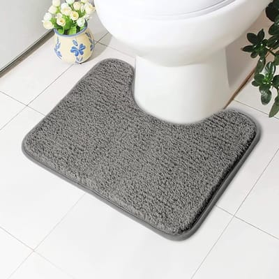 Absorberende toiletmat, antislip extra zachte badkamermat, microvezel pluizig ruig toilettapijt, machinewasbaar, sneldrogende badmat voor badkamer, U-vorm, dik toilettapijt, 50 x 40 cm