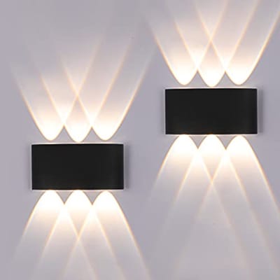 2 Stuks Wandlampen voor Binnen en Buiten, Moderne LED Wandlampen met 1200 Lumen en IP65 Waterdicht