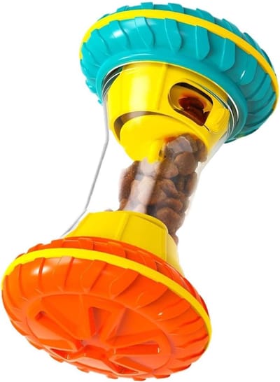 Hondensnoep Dispenser - Hondenpuzzel Voederautomaat - Langzaam Eten Stimuleren - Verstelbare Moeilijkheidsgraad - 8 x 8 x 14 cm - Wit