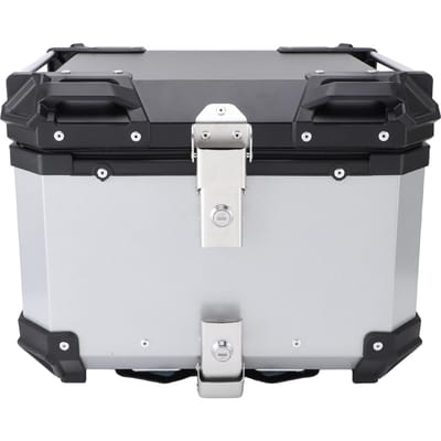Top Case Moto 45L Démontage Rapide Doublure Cuir Alliage d'Aluminium Étanche Rangement Arrière pour Casque gray