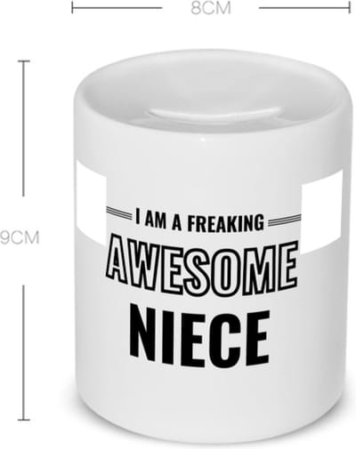 Akyol - i am a freaking awesome niece Spaarpot - Nicht - de meest geweldigste nicht - verjaardagscadeau - verjaardag - cadeau - cadeautje voor nicht - nicht artikelen - kado - geschenk - gift - 350 ML inhoud