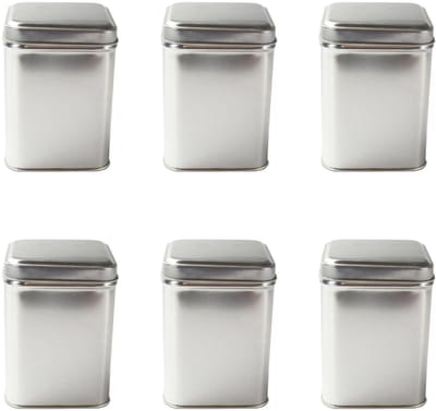 Theeblik voor losse thee – luchtdicht & lichtdicht – set van 6 – 75x75x95 mm - Losse Thee Blikjes