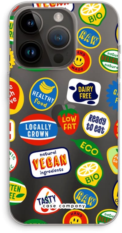 Case Company® - Hoesje geschikt voor iPhone 14 Pro hoesje - Fruitsticker - Soft Cover Telefoonhoesje - Bescherming aan alle Kanten en Schermrand